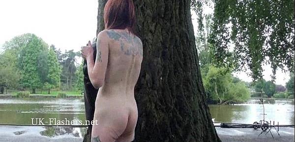  Skinny granny exhibitionist Bitez in public nudity and mature outdoor flashing o